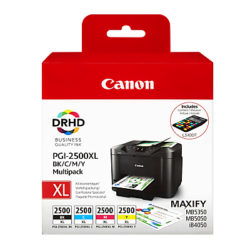Canon PGI-2500XL Black, Cyan, Magenta & Yellow Ink Cartridge Multipack, Pack of 4